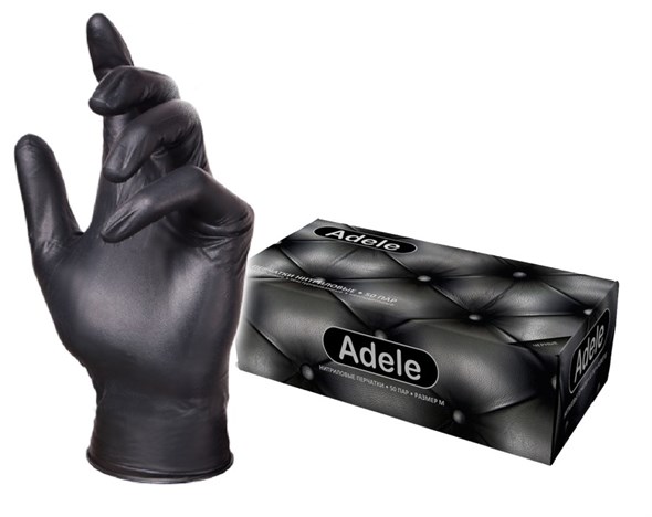 Перчатки Adele нитриловые М черные, 50 пар - фото 17020