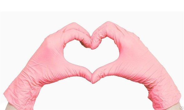 Перчатки нитриловые размер S, розовые 1 пара - фото 17054