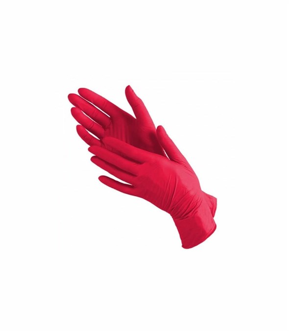 Перчатки нитриловые размер M, красные 1 пара - фото 20530