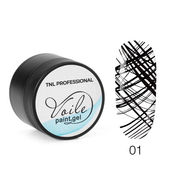 Гель-краска для тонких линий TNL Voile №01 (черная), 5мл - фото 33555
